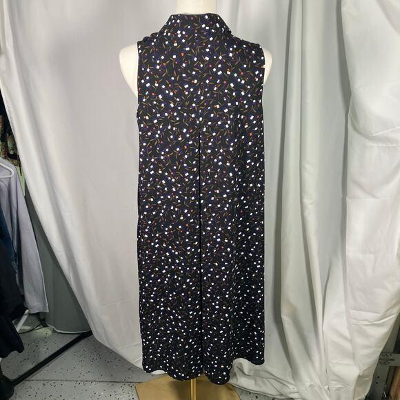 Anne Klein Black Sleeveless Shirt Dress Sz 8 Abstract Print Button Front - Picture 2 of 16